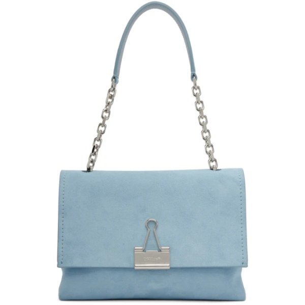 Blue Medium Soft Velour Binder Clip Bag