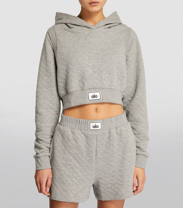 Sale | Alo Yoga Cropped Quilted Arena Hoodie | Harrods US