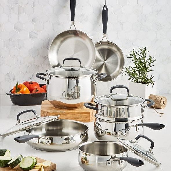 Stainless Steel 12-Pc. Cookware Set, Created for Macy's