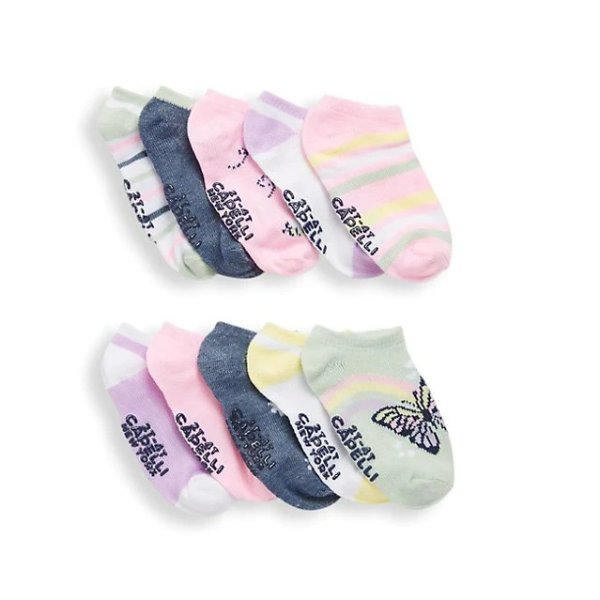 ​Little Girl’s 10-Pack Spring Mixed Pattern No-Show Socks