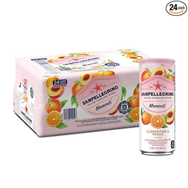 Momenti Clementine & Peach Cans, 11.15 Fl Oz (24 Pack)