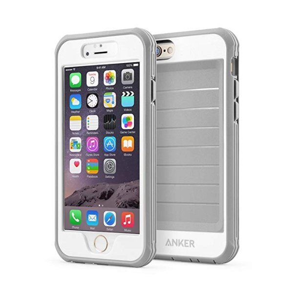 iPhone 6s Case, Anker Ultra Protective Case with Built-in Clear Screen Protector for iPhone 6 / iPhone 6s (4.7 inch), Dust Proof Design (Gray/White)