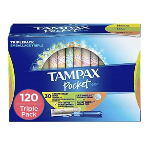 Tampax Radiant Plastic Tampons, Regular/Super/Super Plus Absorbency Triplepack, 112 Count