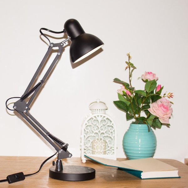Mainstays 3.5 Watt LED Swing Arm Architect Desk Lamp, Black