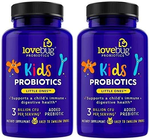 Lovebug Little Ones Probiotics for Kids, 120 Easy-to-Swallow Tiny Pearls, Children's Patented Time Release Probiotics Supplement (120)