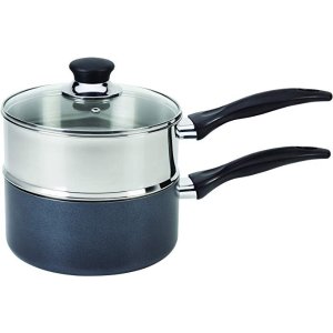 T-fal B1399663 Specialty Stainless Steel Double Boiler with Phenolic Handle Cookware, 3-Quart, Silver @ Amazon