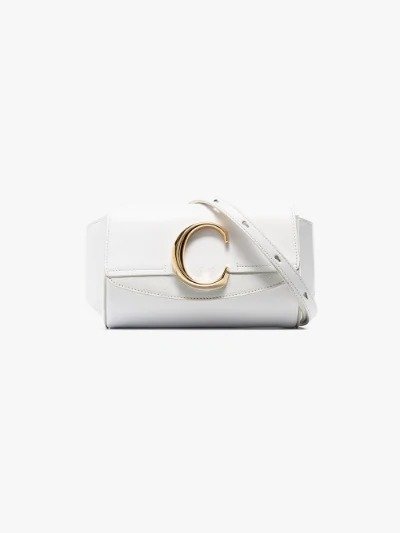 White C ring leather belt bag
