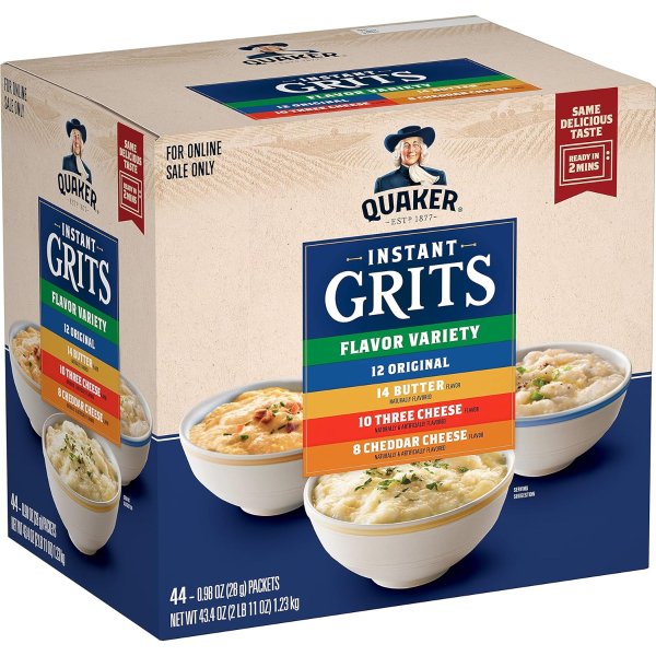 Instant Grits, 4 Flavor Variety Pack, 0.98oz Packets,44 Count