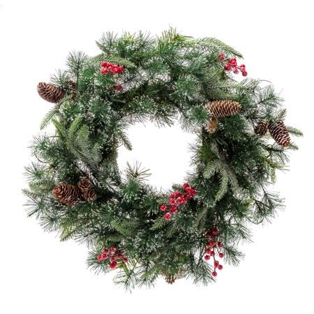 Belham Living Multicolor Battery Operated Frosted Cascade 24" Christmas Wreath