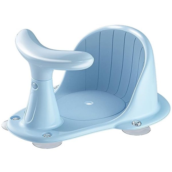 Baby Bath Seat with Thermometer, Portable Toddler Child Bathtub Seat for 6-18 Months,Light Blue