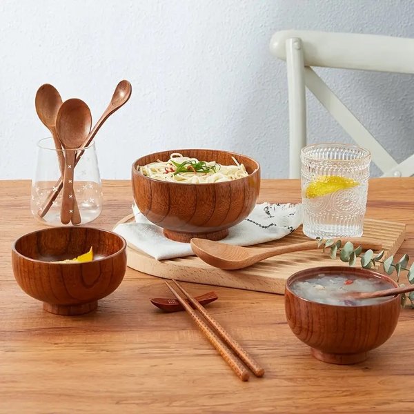 1pc Wood Handmade Wooden Bowl - Home & Kitchen - Temu