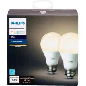 史低价：Philips Hue White A19 智能灯泡 2只装