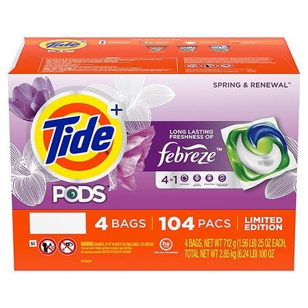 PODS + Febreze Liquid Laundry Detergent Pacs, Spring & Renewal (104 ct.) - Sam's Club