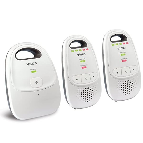 DM112-2 Audio Baby Monitor with up to 1,000 ft of Range, 5-Level Sound Indicator, Digitized Transmission & Belt Clip with Two Parent Units
