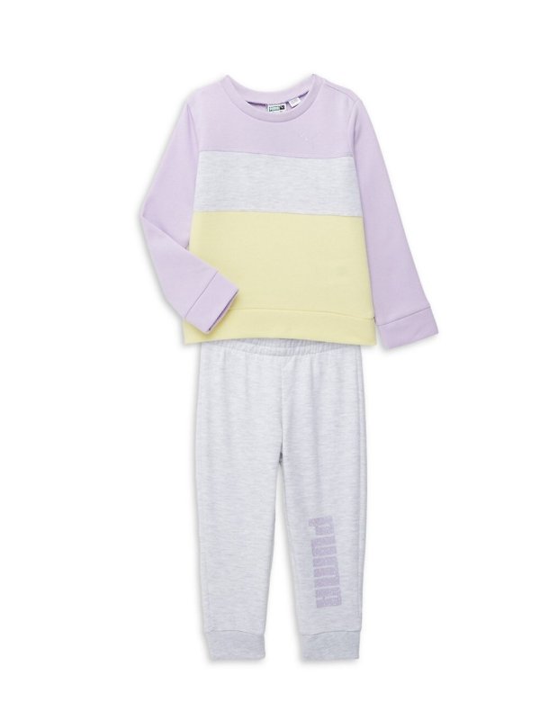 Baby Girl's 2-Piece Colorblock Sweatshirt & Joggers Set