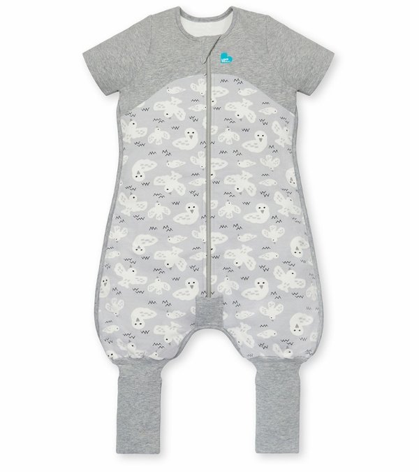 Short Sleeve Sleep Suit Organic Cotton Mild, 24-36 M - Doves Grey