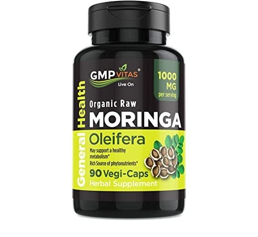 ® Organic Moringa Oleifera Non-GMO 1000 mg 90 Vegetarian Capsules Rich Source of Essential Vitamins & Proteins