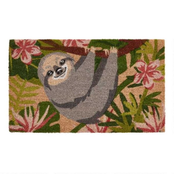 Sloth Floral Coir Doormat