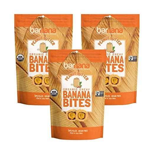Organic Chewy Banana Bites - Peanut Butter - 3.5 Ounce, 3 Pack Bites - DeliciousPotassium Rich Banana Snacks - Lunch Dinner Sports Hiking Natural Snack - Whole 30, Paleo, Vegatarian