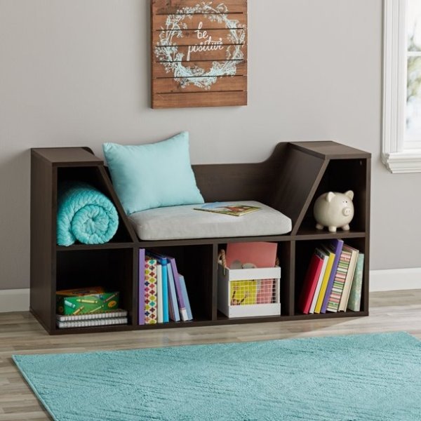 Kids Reading Nook And Storage Book Case, Multiple Finishes