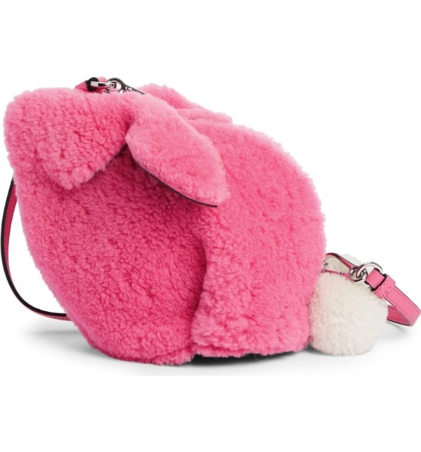 Mini Bunny Fuzzy Genuine Shearling Crossbody Bag