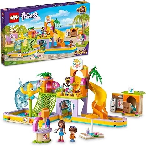 Friends Water Park Toy Building Set 41720 Pretend Play Kit with Swimming Pool Slides, Water Canons, and Two Mini-Dolls, Heartlake City Toy, Birthday Gift Idea for Kids Boys Girls Ages 6+ Years