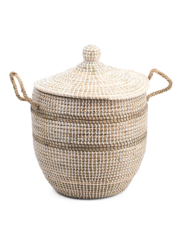 Medium Seagrass Storage Basket With Handles