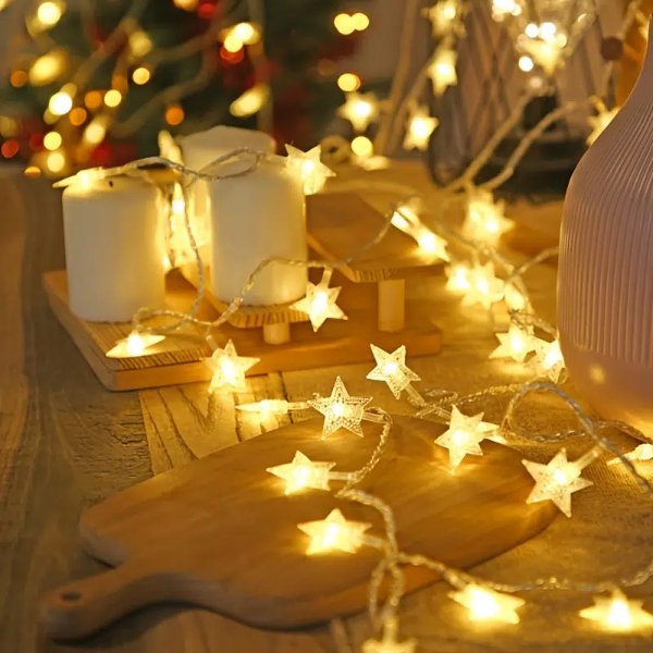 1pc Star String Lights, 3m/10ft, 6m/20ft, Effe Led Fairy Twinkle Lantern Lights With 20 Stars 2 Flashing Modes, Battery Powered Indoor & Outdoor Decoration For New Year, Christmas, Wedding, Party, Home, Patio Lawn (warm White Multicolor) - Patio, Lawn & Garden - Temu