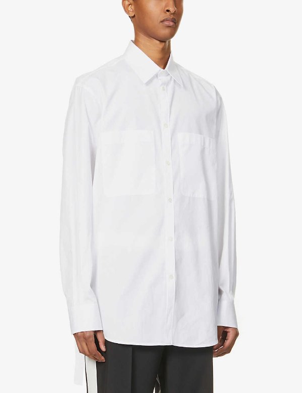Strap-detail cotton shirt