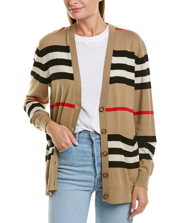 Icon Stripe Wool Cardigan