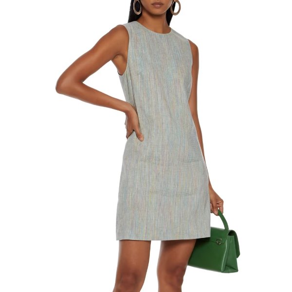 Easy melange linen-blend mini dress