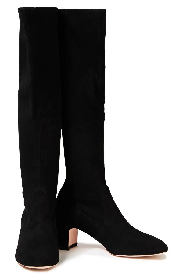 Stretch-suede knee boots