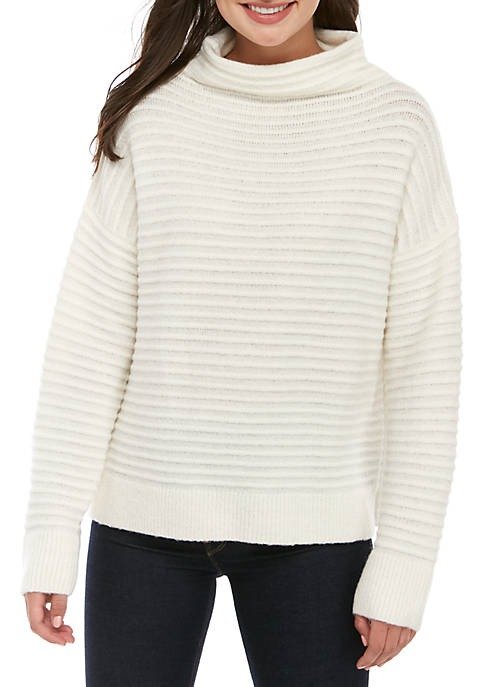 Mock Neck Ribbed Ottoman Sweater
