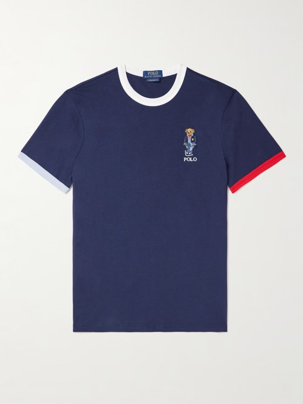 Logo-Embroidered Appliquéd Cotton-Jersey T-Shirt