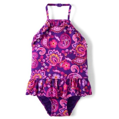 GymboreeGirls Sleeveless Paisley Print Ruffle One Piece Swimsuit - Splish-Splash | Gymboree - ROYAL PURPLE