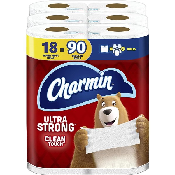 Charmin Ultra Strong Clean Touch Toilet Paper, 18 Family Mega Rolls