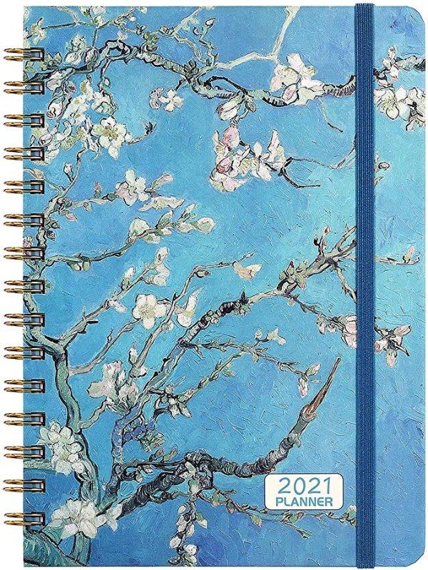 2021 Planner - Weekly & Monthly Planner Jan - Dec with Flexible Hardcover, 8.46" x 6.37", Strong Twin- Wire Binding, 12 Monthly Tabs, Inner Pocket, Elastic Closure