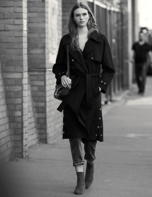Double-Sided Wool Trench Coat