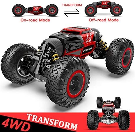 15 Toy Grade1:14 Scale Remote Control Crawler, 4WD Transform 15 Km/h All Terrains Electric Toy Stunt Cars RC Monster Vehicle Truck Car with Rechargeable Batteries for Boys Kids Teens and Adults