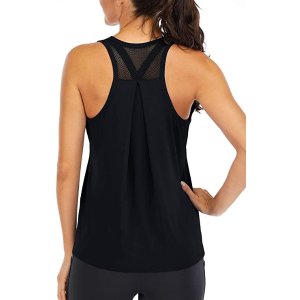 Workout Tops for Women Loose fit Racerback Tank Tops for Women Mesh Backless Muscle Tank Running Tank Tops