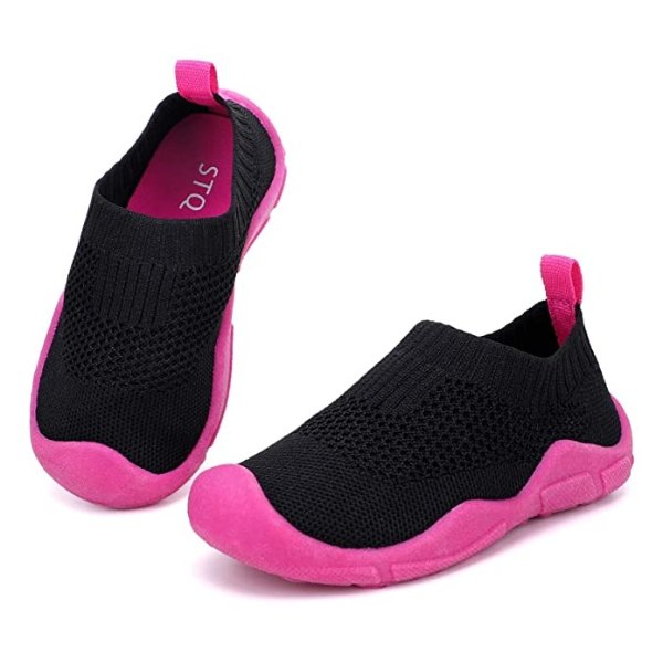 粉黑配色学步鞋运动鞋