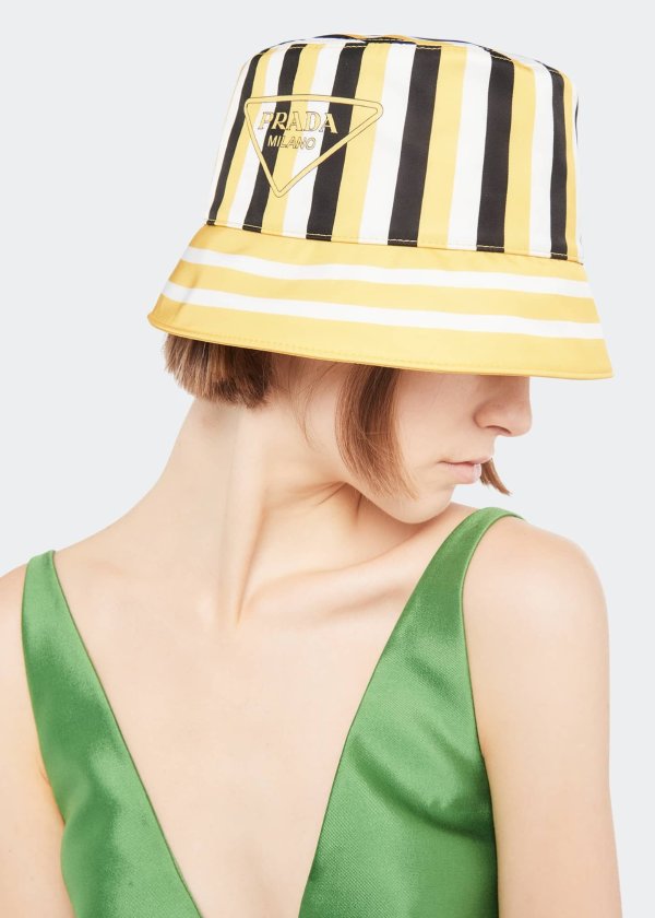 Striped Triangle Logo Bucket Hat