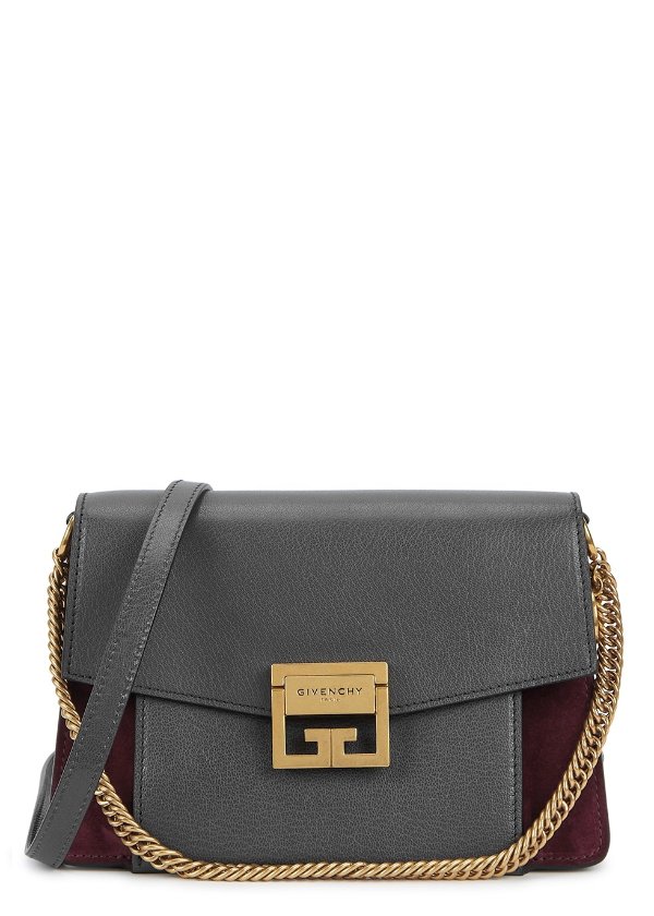 GV3 small leather and suede shoulder bag