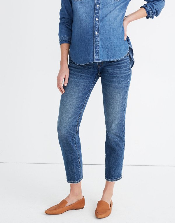 Maternity Side-Panel Classic Straight Jeans in Carsondale Wash: Adjustable Edition