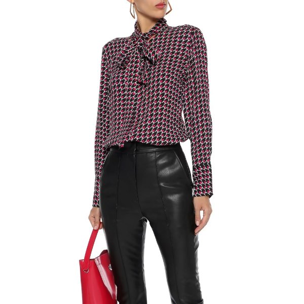 Luis pussy-bow printed crepe blouse