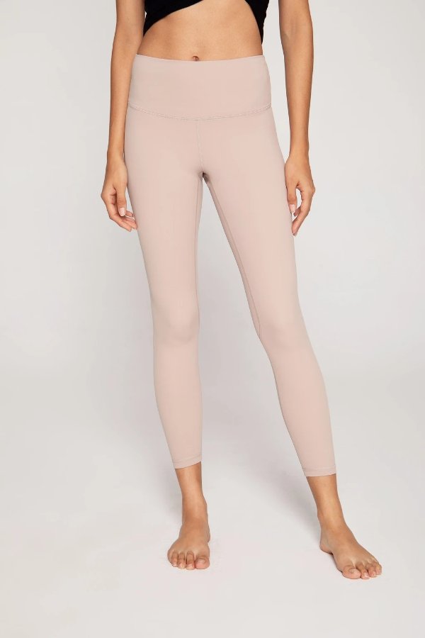Streamlined High Waisted Workout Leggings in Beige