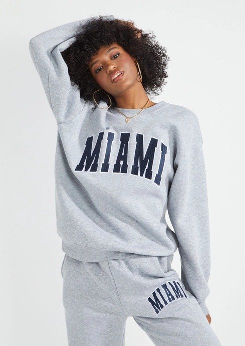Heather Gray Miami Embroidered Sweatshirt