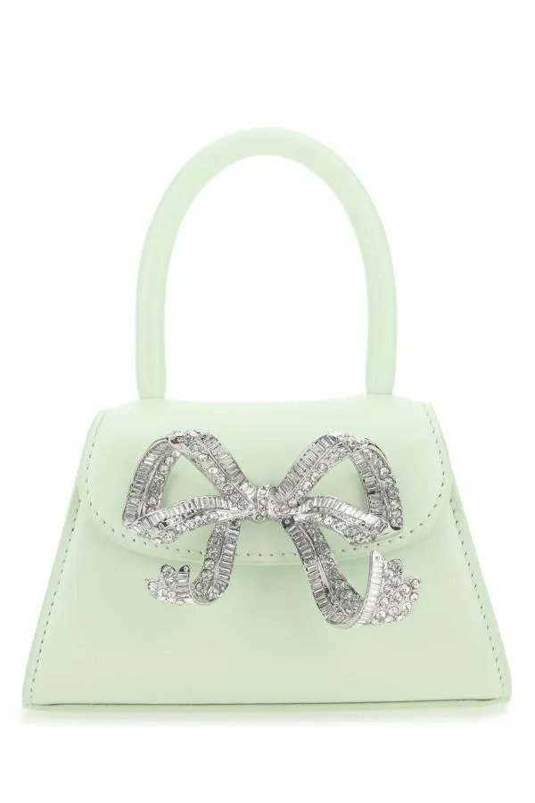 Mint green leather micro The Bow 蝴蝶结手提包