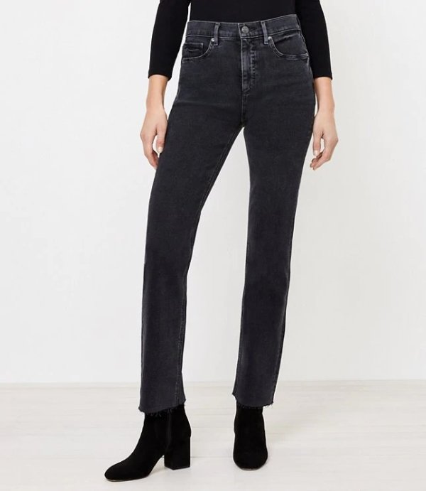 Straight Leg Jeans in Washed Black Wash | LOFT