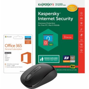 Microsoft Office 365 Personal, Kaspersky Internet Security 2017 & Wireless Mouse Package